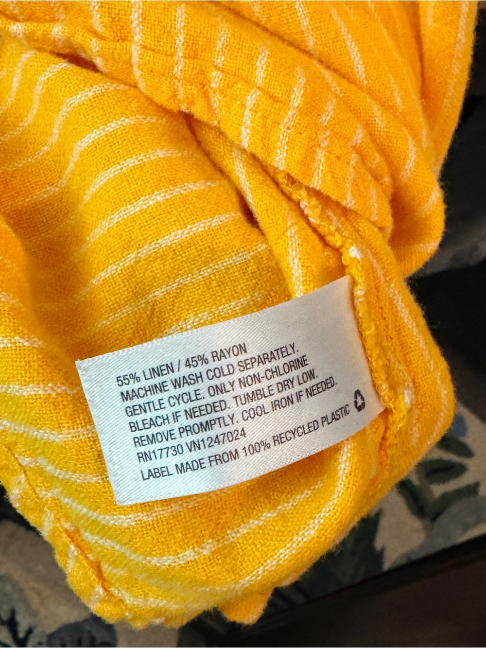 A New Day- Yellow White Striped A-Line Linen Midi Skirt - Picture 6 of 7